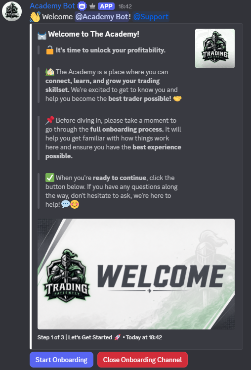Private Discord onboarding channel automatically created for a new Whop member.